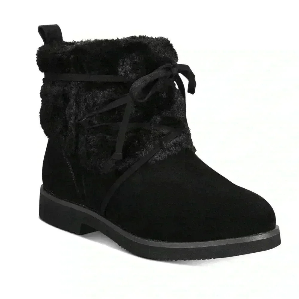Style & Co. Womens Zijune Leather Lace-up Winter Boots